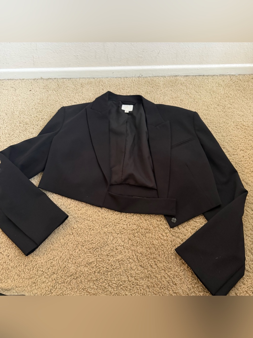 H&M Black Cropped Tailored Blazer
